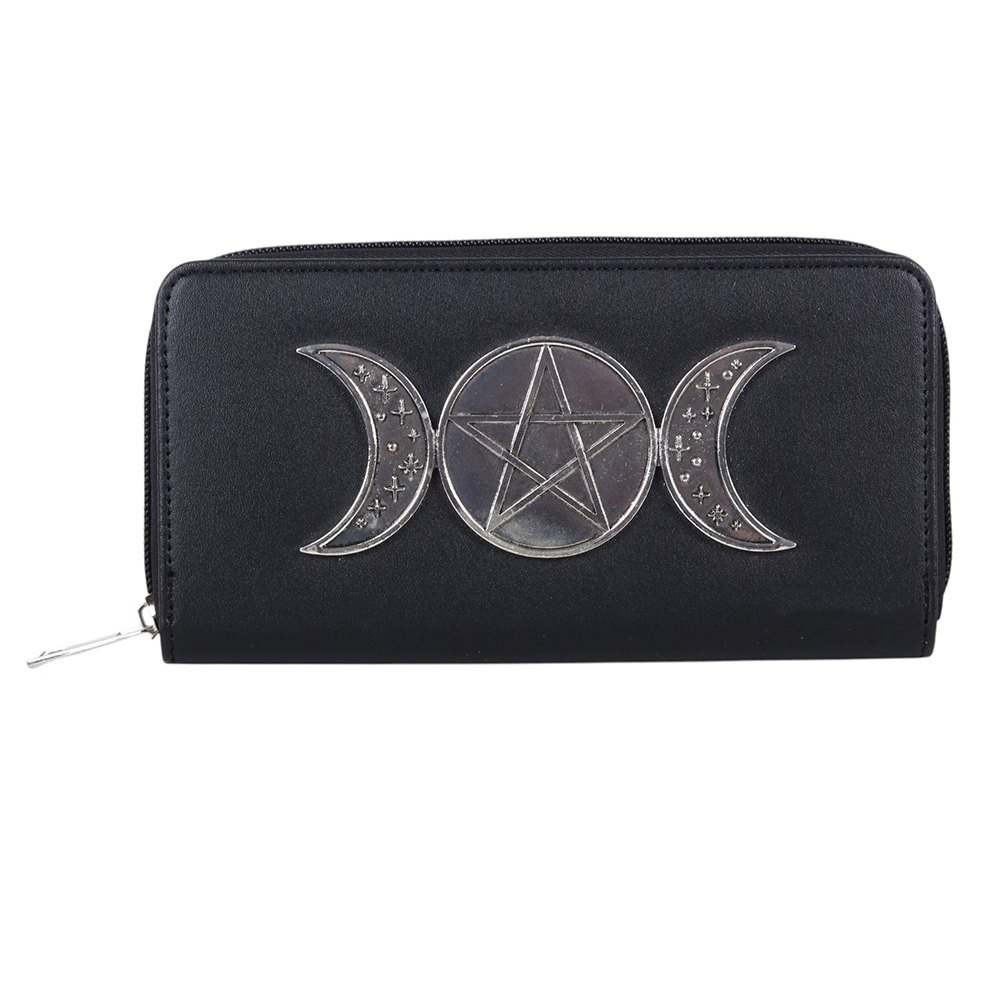 Something Different - Triple Moon Zippered Dames portemonnee - Zwart/Wit